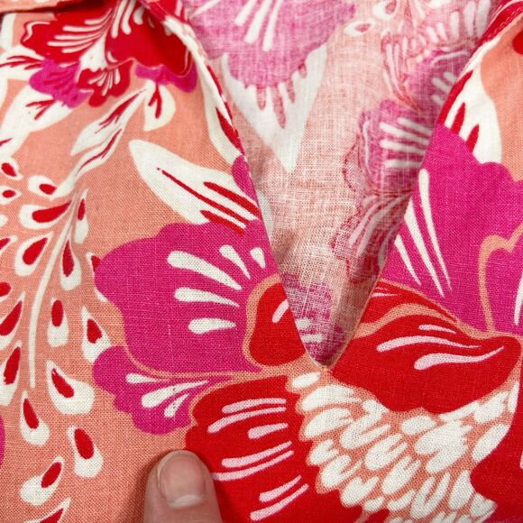 Sigrid Olsen Floral Hawaiian Print 3/4 Bell Sleeve Linen Blend Shift Dress 8 - Picture 9 of 11